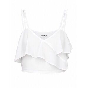 Bebe White Ruffle Crop Top NWT